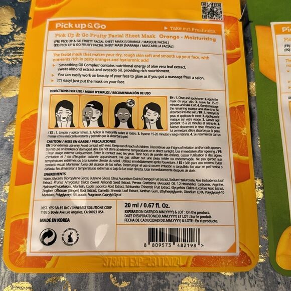 Pick Up & Go Fruity mango and orange Facial Mask NEW 20ML / 0.67 FL OZ - Picture 8 of 11